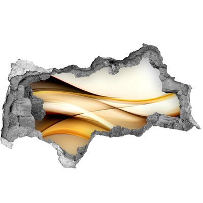 Autocolant 3D gaura cu priveliște Valuri aurii într-o gaură în perete