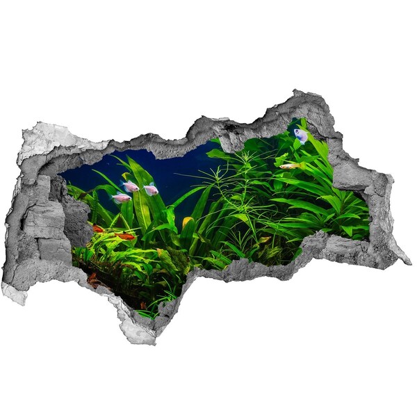 Autocolant un zid spart cu priveliște Lumea subacvatică din acvariu