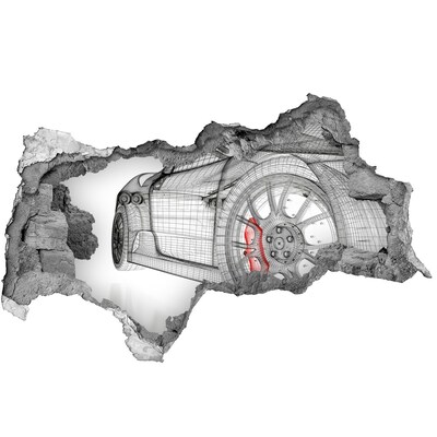 Autocolant de perete gaură 3D masina Grid