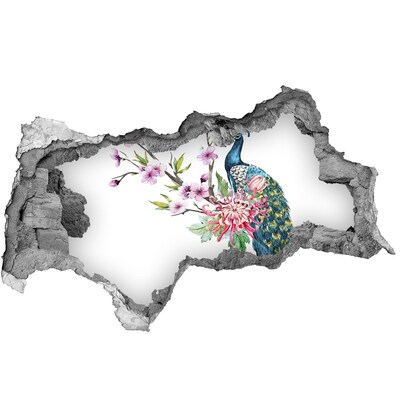 Autocolant autoadeziv gaură Păun printre flori