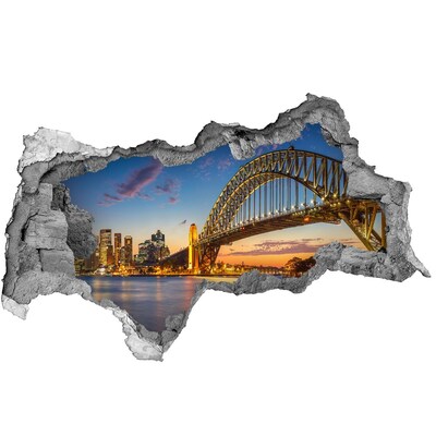 Fototapet un zid spart cu priveliște Podul Sydney la apus