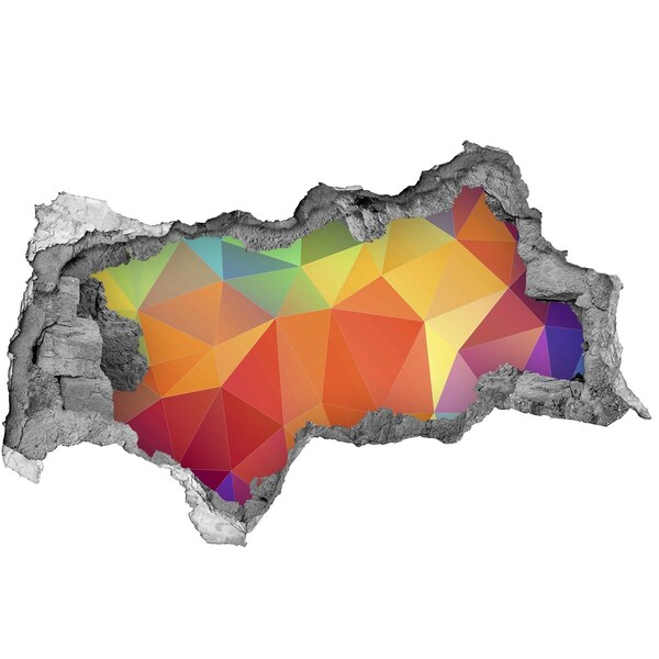 Autocolant un zid spart cu priveliște Geometrie colorată într-o gaură din perete