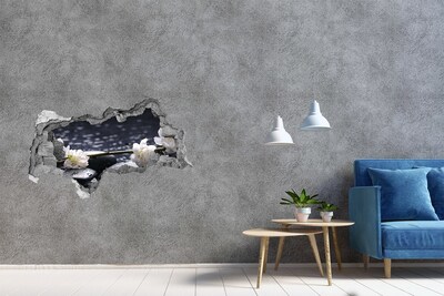 Fototapet 3D gaură în perete Flori pe pietre