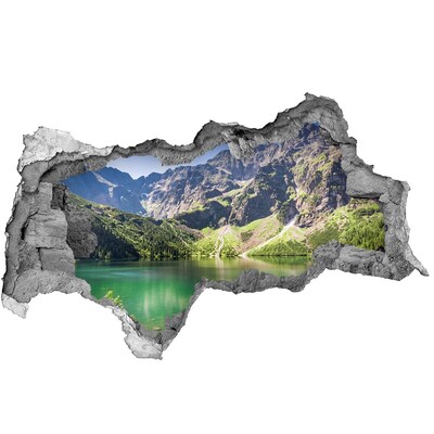 Fototapet 3D gaură în perete Peisaj montan lângă lac