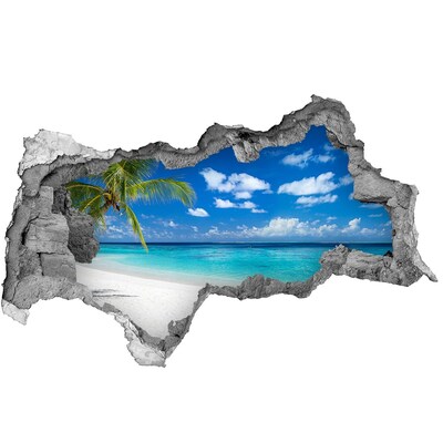 Autocolant 3D gaura cu priveliște plaja tropicala