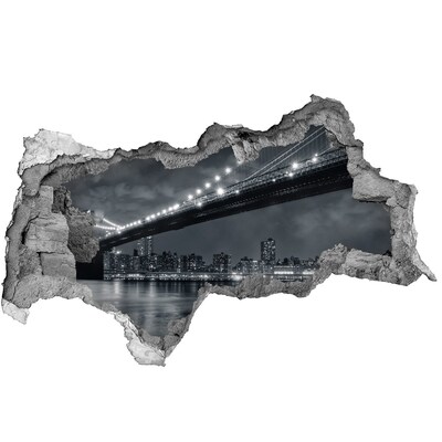Fototapet 3D gaură în perete Podul Brooklyn noaptea