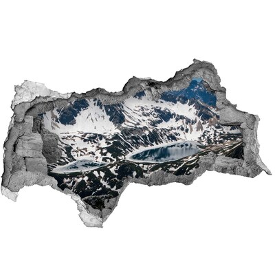 Fototapet un zid spart cu priveliște Lac de munte în Alpi