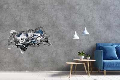 Fototapet un zid spart cu priveliște Lac de munte în Alpi