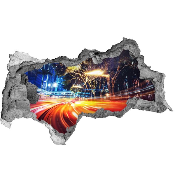 Fototapet 3D gaură în perete Un oraș în mișcare noaptea