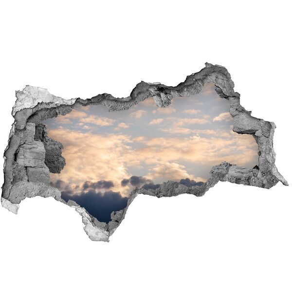 Autocolant de perete gaură 3D Cerul printre nori