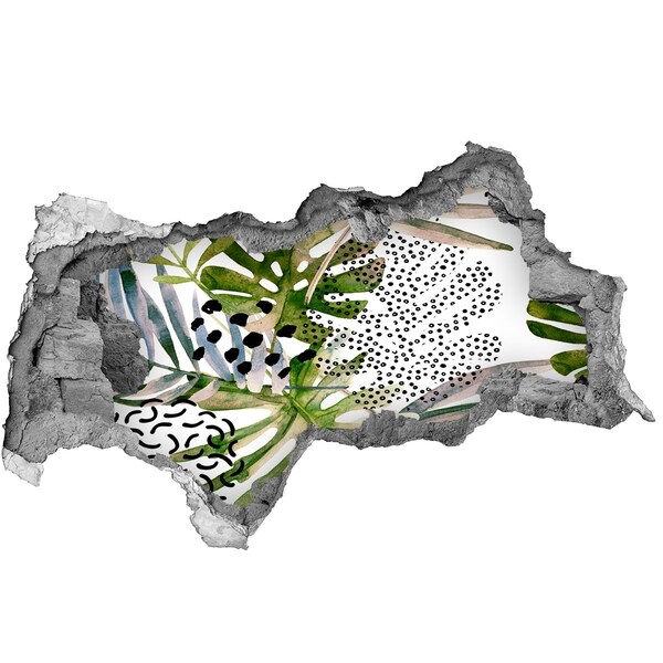 Fototapet un zid spart cu priveliște Grădină tropicală cu gaură în perete