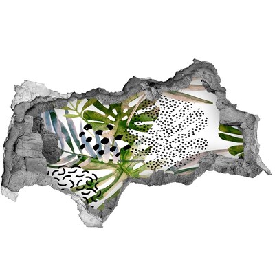 Fototapet un zid spart cu priveliște Grădină tropicală cu gaură în perete