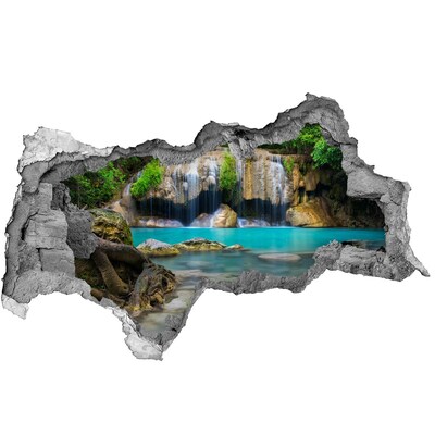 Fototapet 3D gaură în perete O cascadă într-un paradis tropical