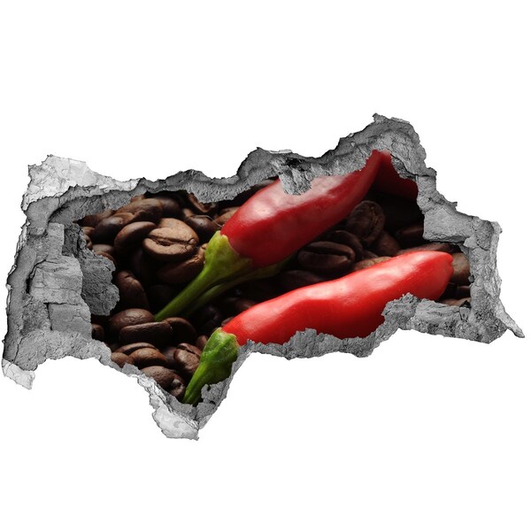 Autocolant 3D gaura cu priveliște Gustul picant al cafelei și chiliului