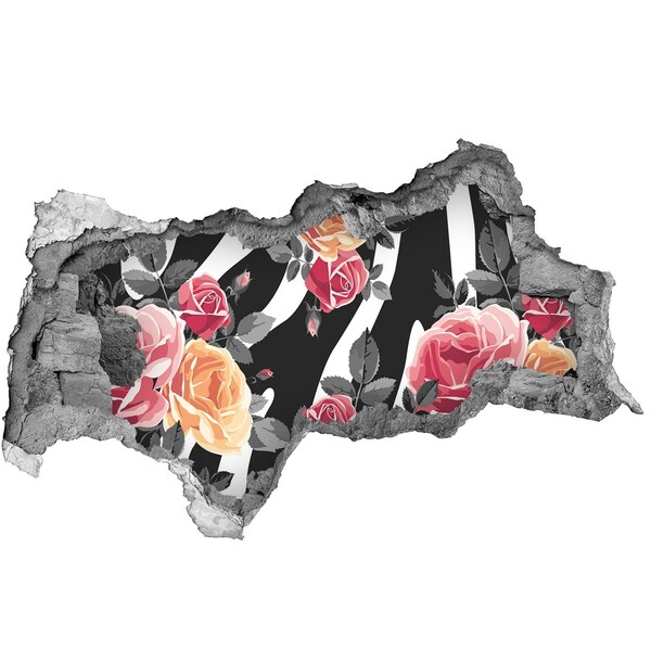 Fototapet un zid spart cu priveliște Fotografie florală din beton