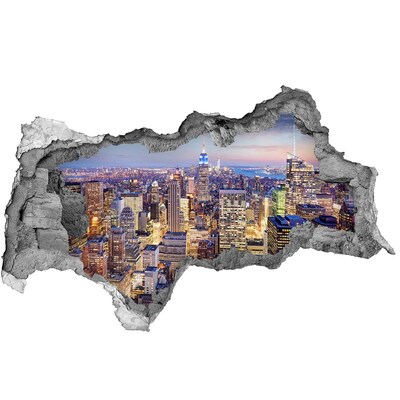 Fototapet un zid spart cu priveliște Orizontul New York-ului noaptea