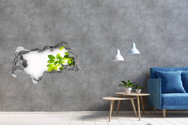 Autocolant un zid spart cu priveliște O oază verde în spatele zidului