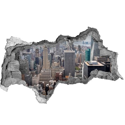 Fototapet 3D gaură în perete Vedere a orașului dintr-o gaură în zid