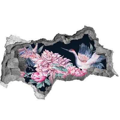 Autocolant autoadeziv gaură Scenă florală cu pasăre