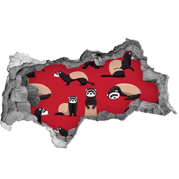 Autocolant gaură 3D Dihori ciudați într-o gaură de perete