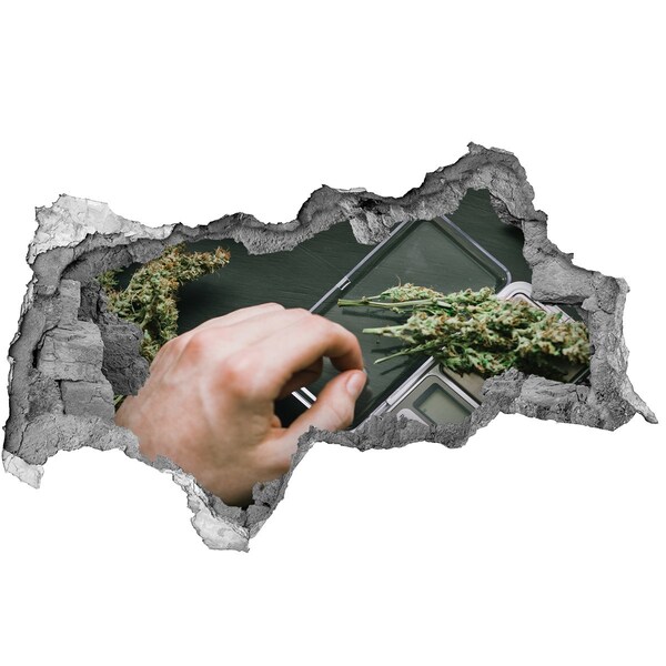 Autocolant de perete gaură 3D Greutate cu marijuana