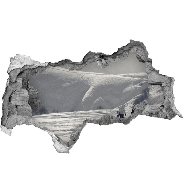 Autocolant 3D gaura cu priveliște Peisaj montan de iarnă