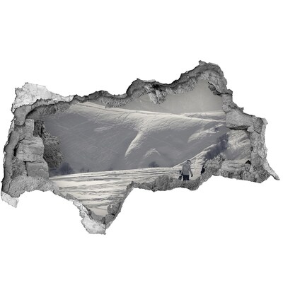 Autocolant 3D gaura cu priveliște Peisaj montan de iarnă