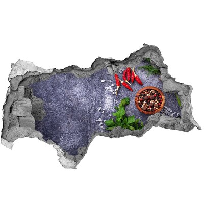 Fototapet un zid spart cu priveliște Inspirații în bucătărie cu condimente