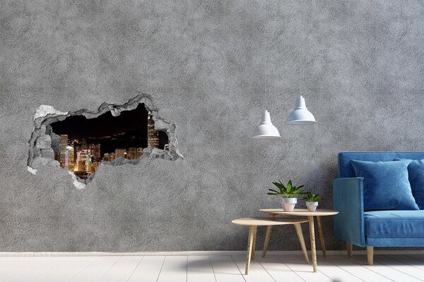 Fototapet 3D gaură în perete Panoramă nocturnă a orașului