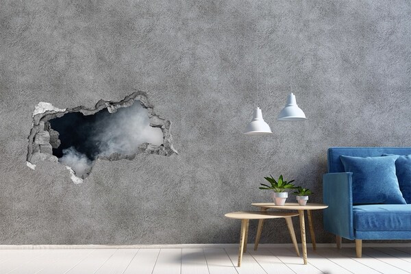 Fototapet un zid spart cu priveliște Un zid rupt cu vedere spre nor