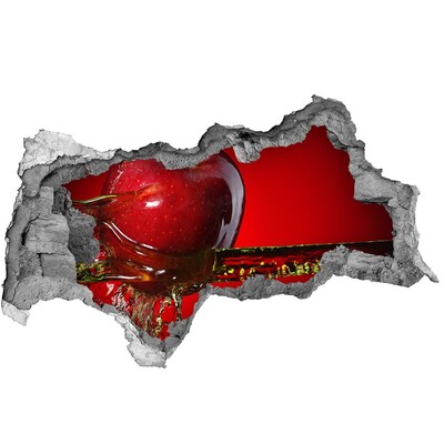 Autocolant 3D gaura cu priveliște Măr roșu în beton