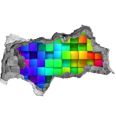 Autocolant 3D gaura cu priveliște cutii colorate