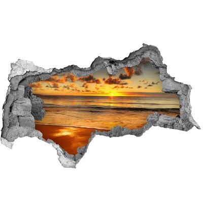 Autocolant de perete gaură 3D Apus de soare peste ocean