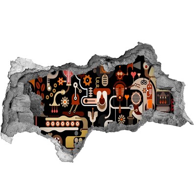 Autocolant 3D gaura cu priveliște Lumea futuristă a roboților