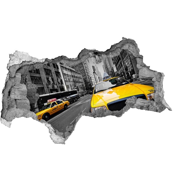 Autocolant gaură 3D Taxiurile din New York în acțiune