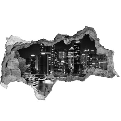 Autocolant un zid spart cu priveliște Oraș modern noaptea