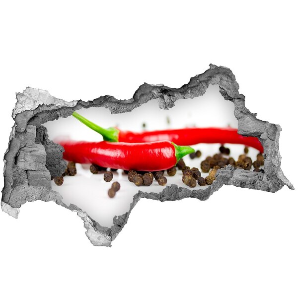 Fototapet 3D gaură în perete Condimente picante în bucătărie