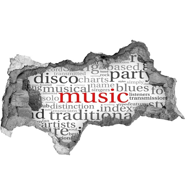 Autocolant de perete gaură 3D Gaură muzicală în perete