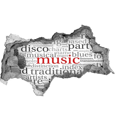 Autocolant de perete gaură 3D Gaură muzicală în perete