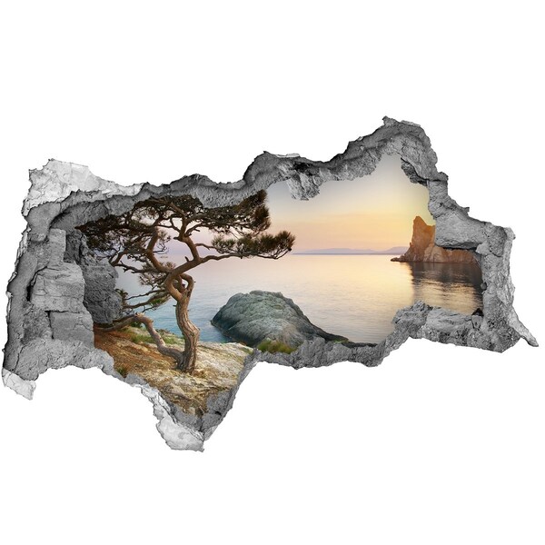 Autocolant un zid spart cu priveliște Vedere la mare la apus