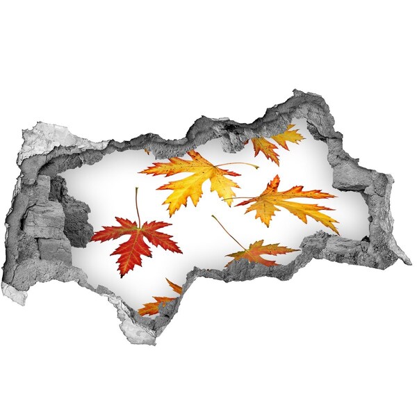 Autocolant 3D gaura cu priveliște Peisaj de toamnă cu frunze