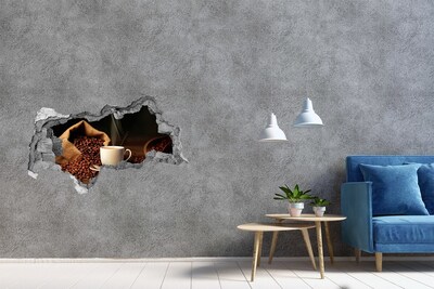 Fototapet 3D gaură în perete Cafeaua în inima boabelor