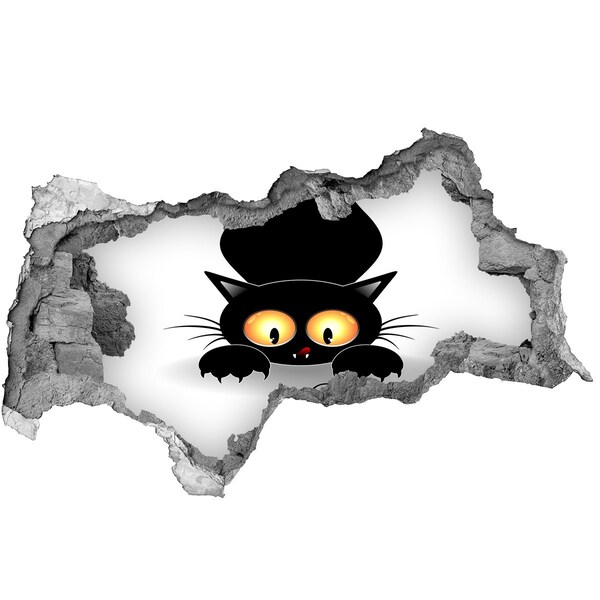 Autocolant de perete gaură 3D Pisica și șoarecele în gaură