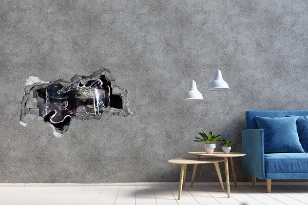 Fototapet 3D gaură în perete Fluturi într-un spațiu magic