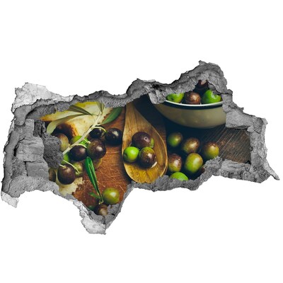 Fototapet 3D gaură în perete Măsline în bucătărie