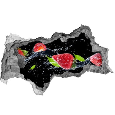 Fototapet 3D gaură în perete Căpșună în apă