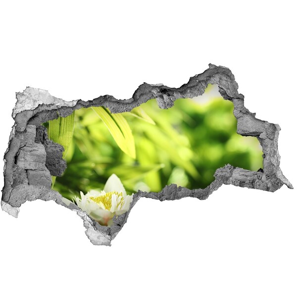 Autocolant de perete gaură 3D O floare într-o grădină verde