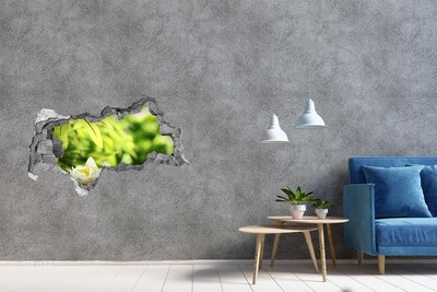 Autocolant de perete gaură 3D O floare într-o grădină verde