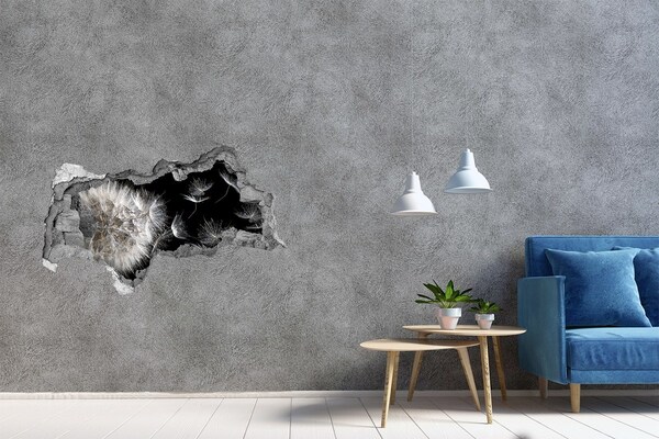 Autocolant gaură 3D Păpădii în spațiul negru