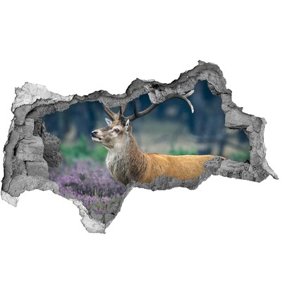 Autocolant de perete gaură 3D Deer de lavandă